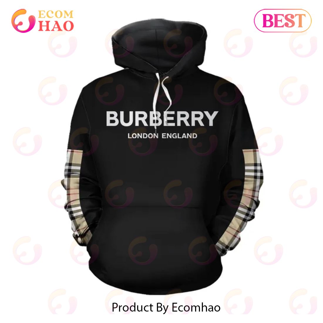 Burberry Black Unisex Hoodie For Men Women Luxury Brand Clothing Clothes Outfit Luxury Items