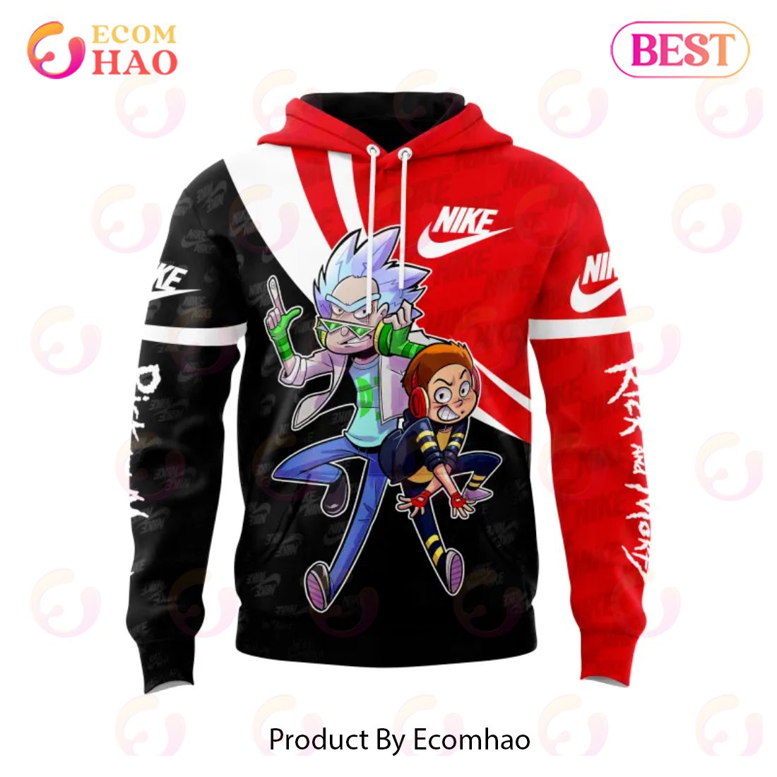 Nike Rick And Morty Red Black Unisex Hoodie Outfit For Men Women Luxury ...