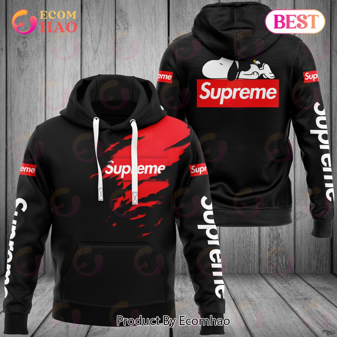 Supreme snoopy black luxury brand premium hoodie for men women luxury hoodie outfit for fall outfit