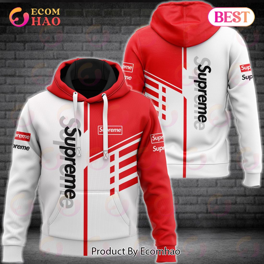 Supreme white red luxury brand premium hoodie for men women luxury hoodie outfit for fall outfit