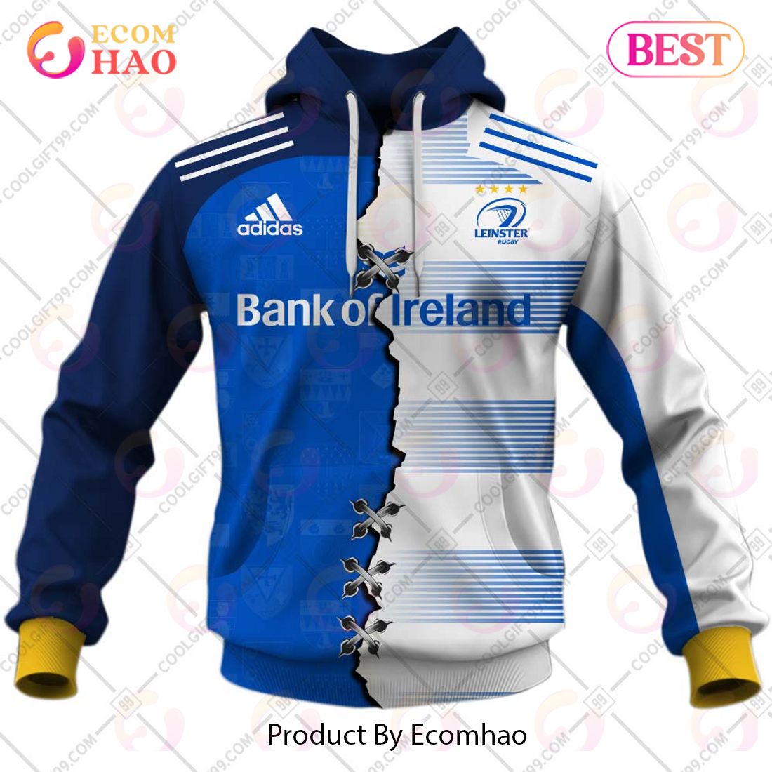 Personalized IRFU Leinster Rugby Mix Jersey Style 3D Hoodie