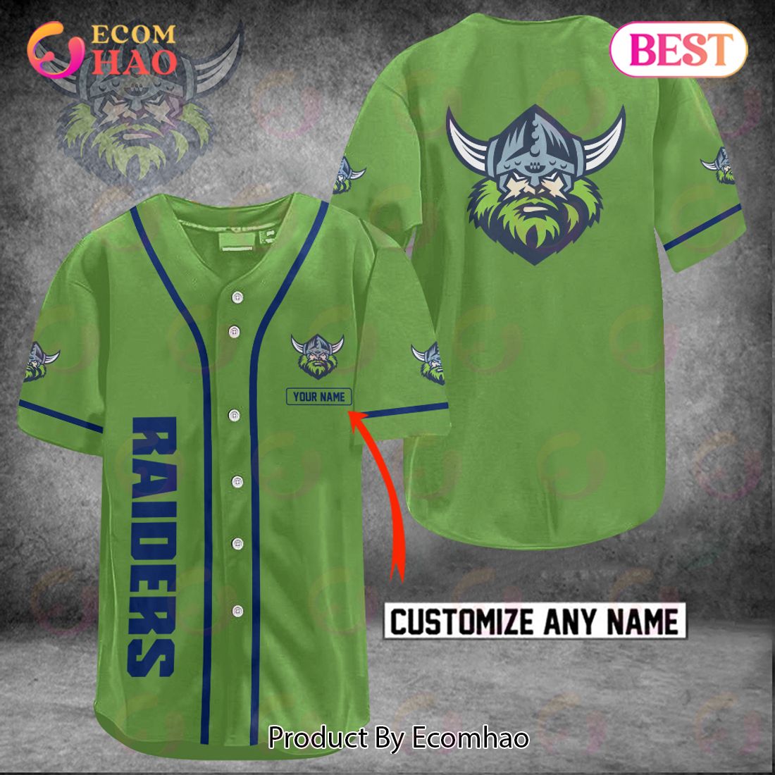 NRL Canberra Raiders Custom Name Baseball Jersey