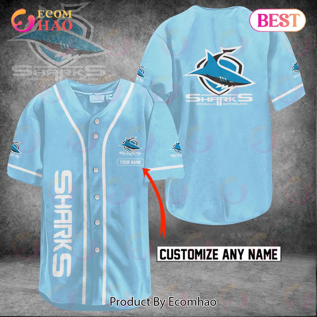 NRL Melbourne Storm Custom Name Baseball Jersey