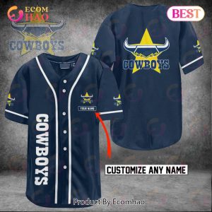 NRL NQ Cowboys Custom Name Baseball Jersey