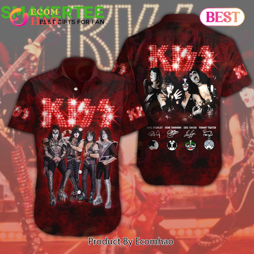 Kiss Band Rock All Over Print Short Sleeve Dress Shirt – A Trendy Luxury Gift Collection