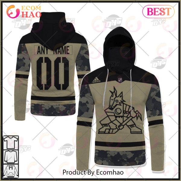NHL Arizona Coyotes Camo Military Appreciation Team Authentic Custom Practice Jersey 3D Hoodie
