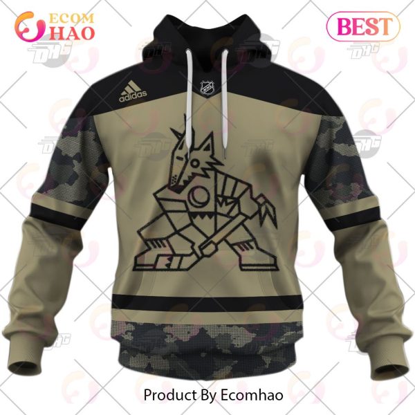 NHL Arizona Coyotes Camo Military Appreciation Team Authentic Custom Practice Jersey 3D Hoodie