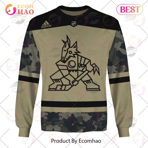 NHL Arizona Coyotes Camo Military Appreciation Team Authentic Custom Practice Jersey 3D Hoodie