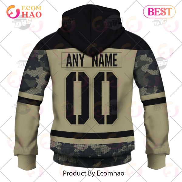 NHL Arizona Coyotes Camo Military Appreciation Team Authentic Custom Practice Jersey 3D Hoodie