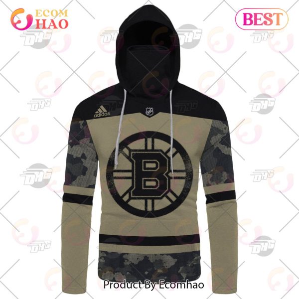 NHL Boston Bruins Camo Military Appreciation Team Authentic Custom Practice Jersey 3D Hoodie