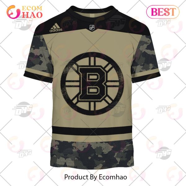 NHL Boston Bruins Camo Military Appreciation Team Authentic Custom Practice Jersey 3D Hoodie