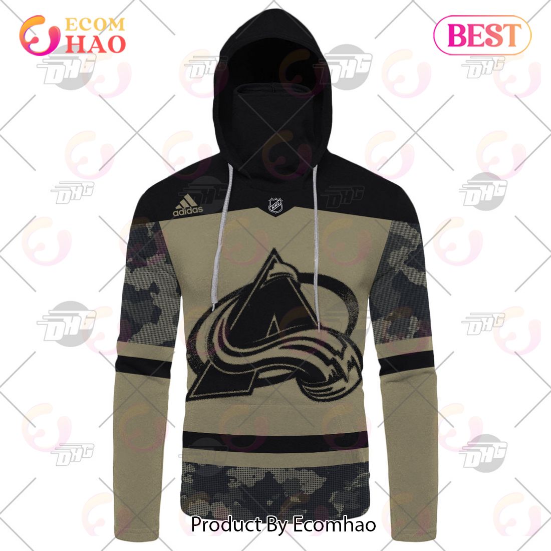 NHL Colorado Avalanche Camo Military Appreciation Team Authentic Custom Practice Jersey 3D Hoodie