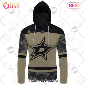 NHL Dallas Stars Camo Military Appreciation Team Authentic Custom Practice Jersey 3D Hoodie