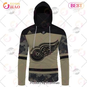 NHL Detroit Red Wings Camo Military Appreciation Team Authentic Custom Practice Jersey 3D Hoodie