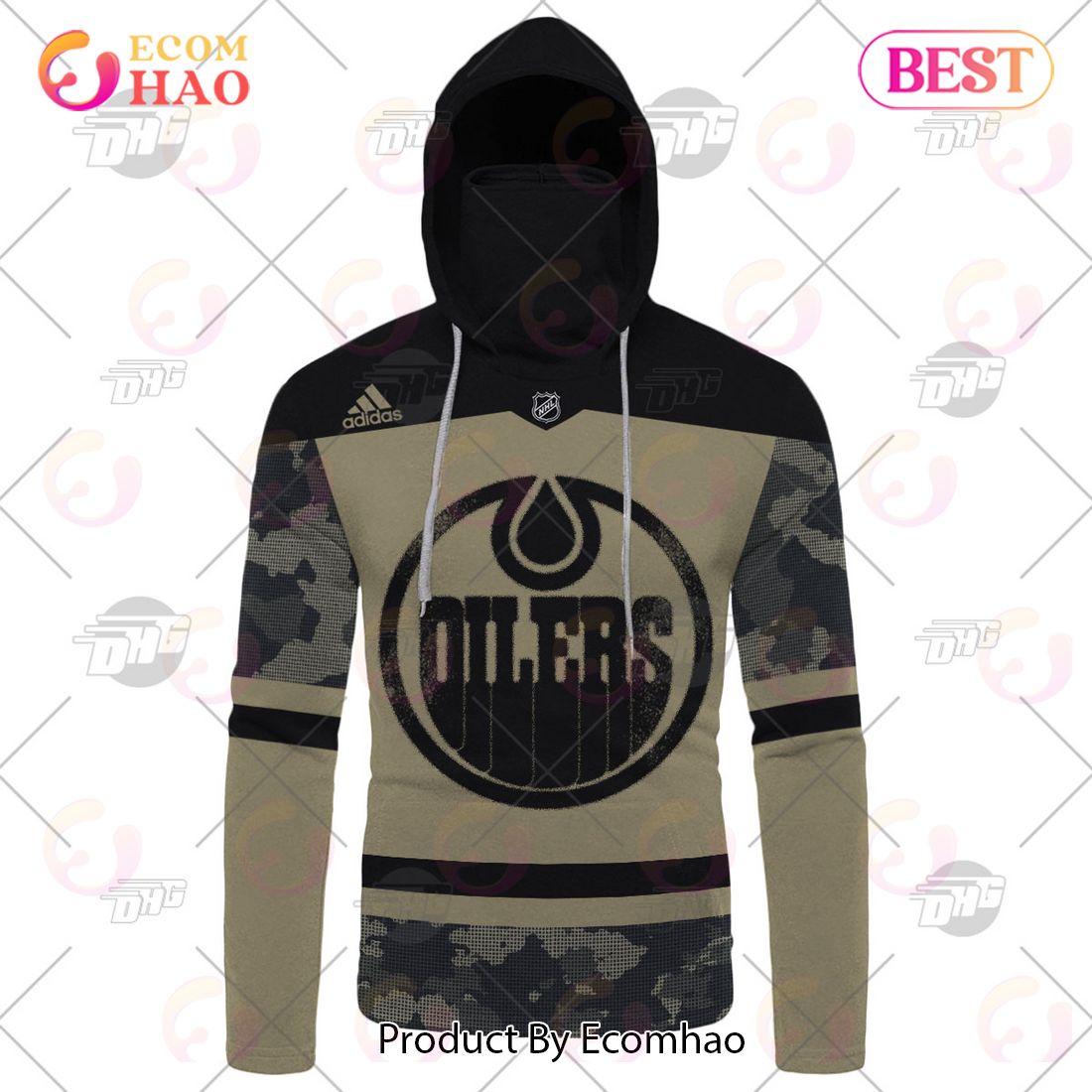 NHL Edmonton Oilers Camo Military Appreciation Team Authentic Custom Practice Jersey 3D Hoodie