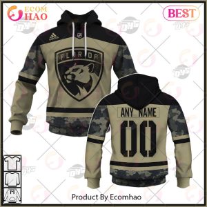 NHL Florida Panthers Camo Military Appreciation Team Authentic Custom Practice Jersey 3D Hoodie