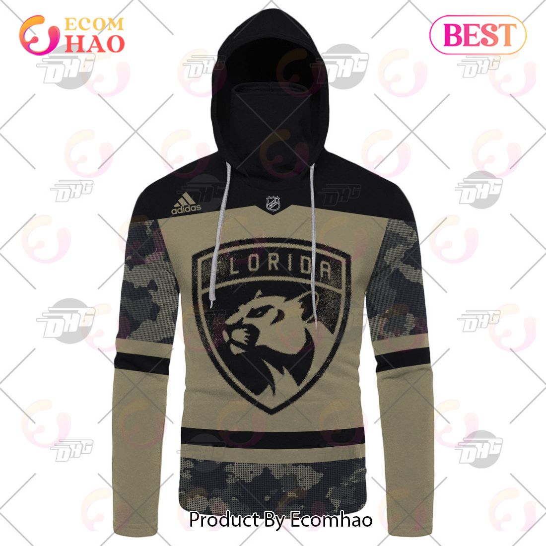 NHL Florida Panthers Camo Military Appreciation Team Authentic Custom Practice Jersey 3D Hoodie