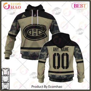 NHL Montreal Canadiens Camo Military Appreciation Team Authentic Custom Practice Jersey 3D Hoodie