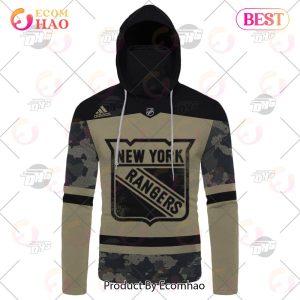 NHL New York Rangers Camo Military Appreciation Team Authentic Custom Practice Jersey 3D Hoodie