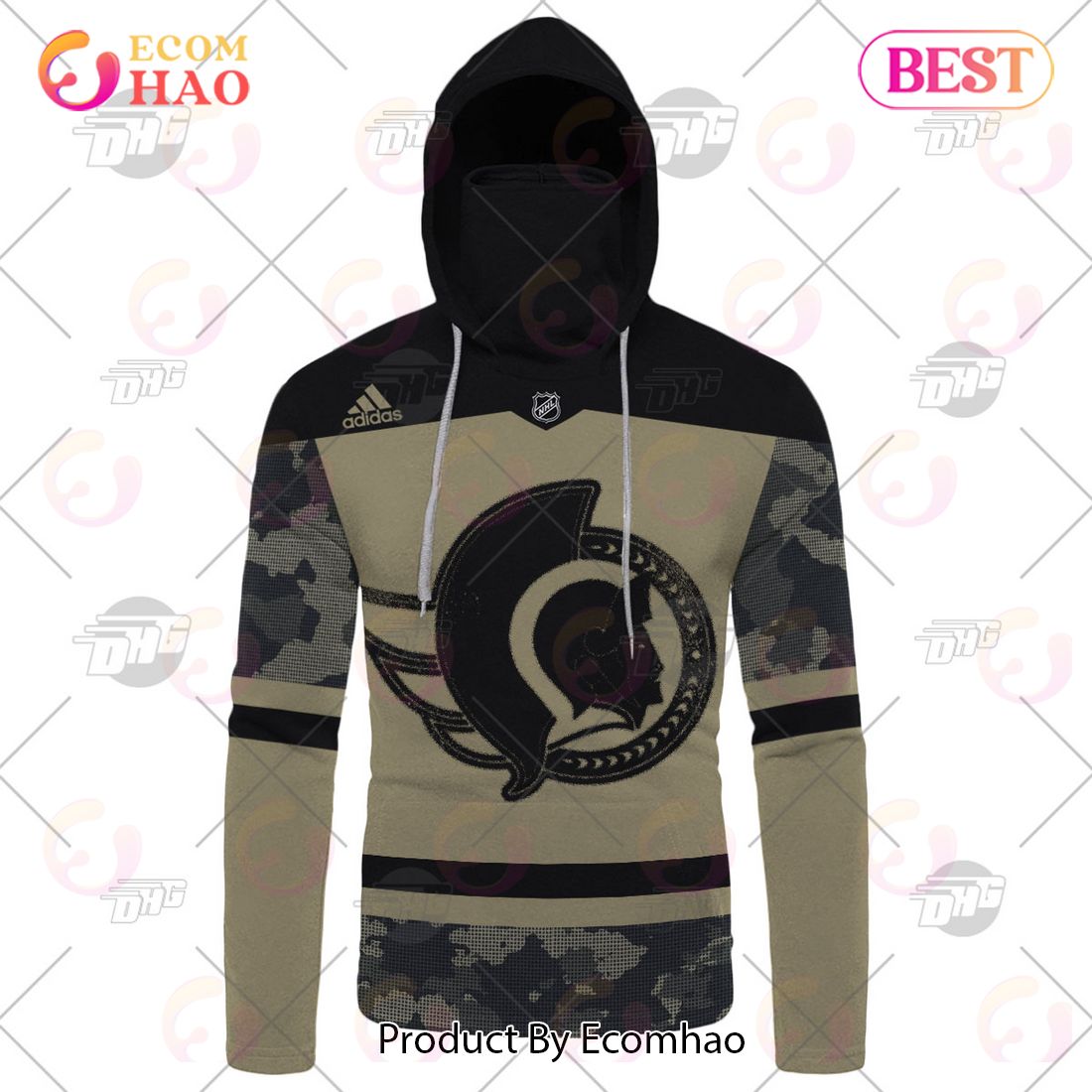 NHL Ottawa Senators Camo Military Appreciation Team Authentic Custom Practice Jersey 3D Hoodie