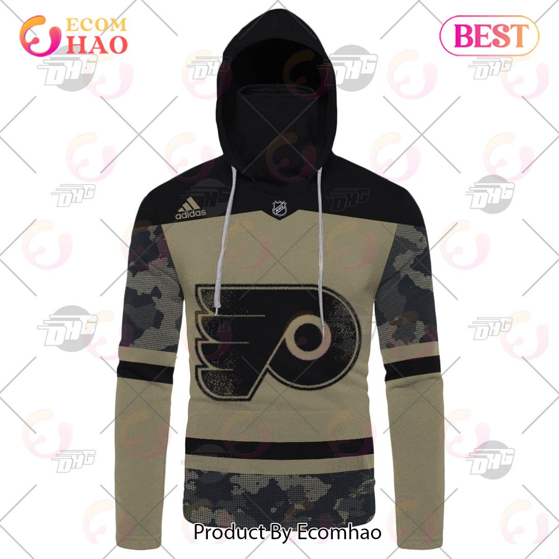 NHL Philadelphia Flyers Camo Military Appreciation Team Authentic Custom Practice Jersey 3D Hoodie