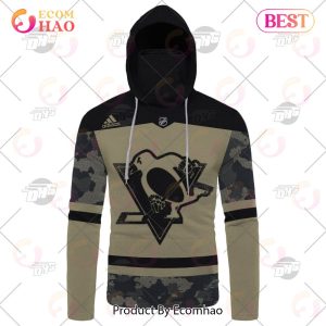 NHL Pittsburgh Penguins Camo Military Appreciation Team Authentic Custom Practice Jersey 3D Hoodie