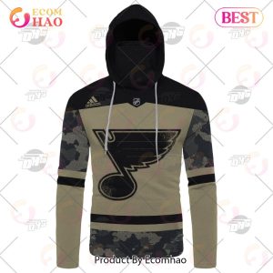 NHL St. Louis Blues Camo Military Appreciation Team Authentic Custom Practice Jersey 3D Hoodie