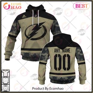 NHL Tampa Bay Lightning Camo Military Appreciation Team Authentic Custom Practice Jersey 3D Hoodie