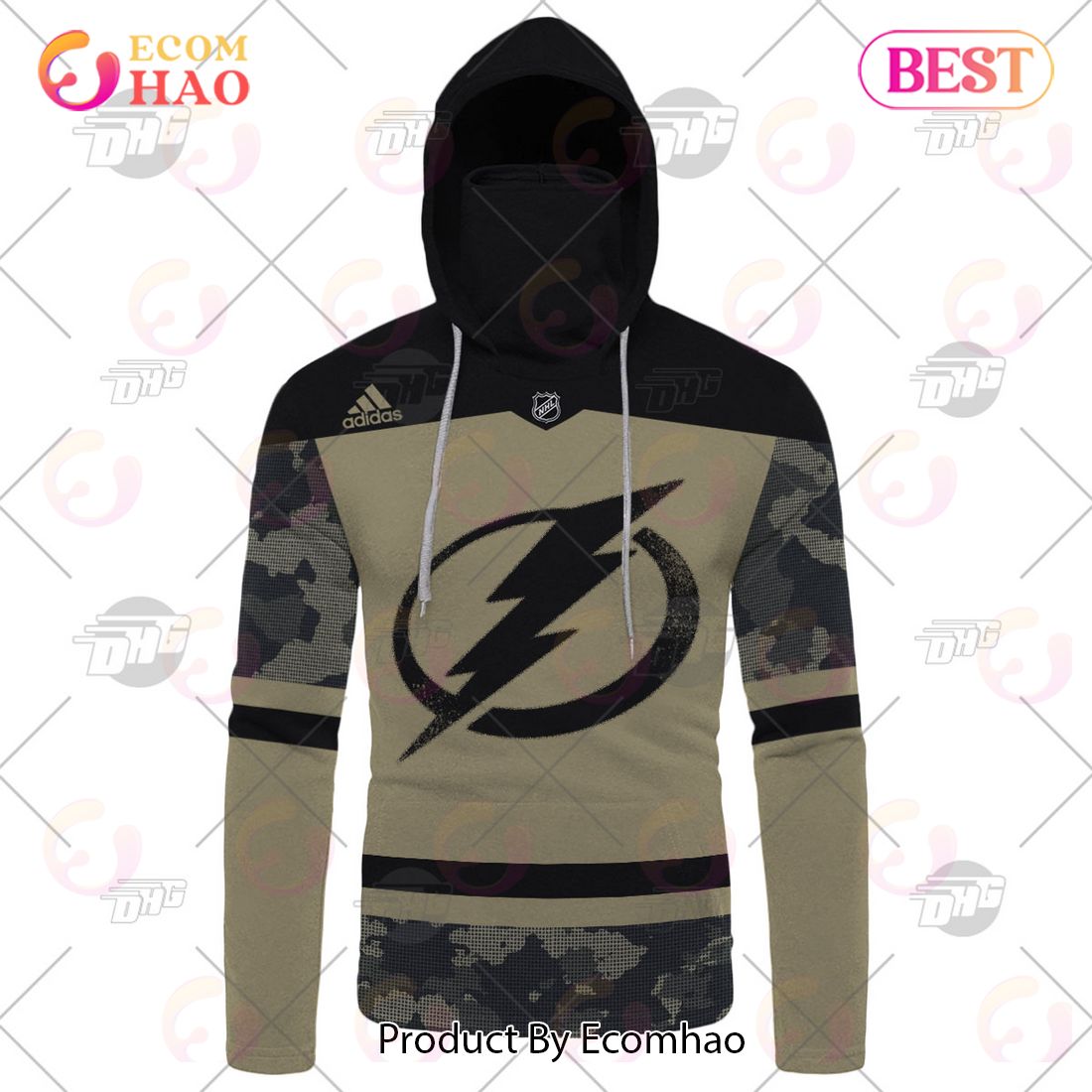 NHL Tampa Bay Lightning Camo Military Appreciation Team Authentic Custom Practice Jersey 3D Hoodie