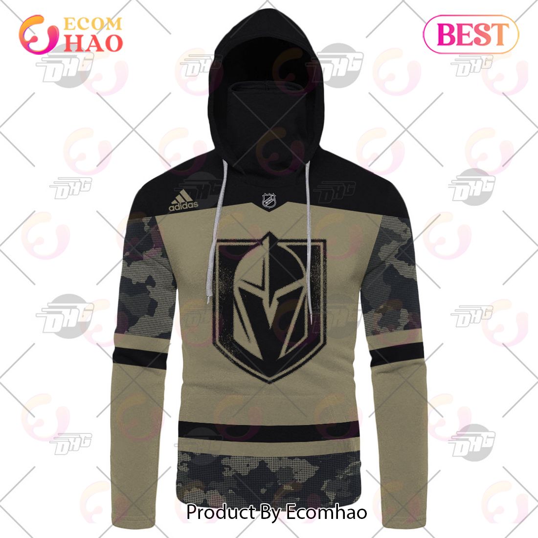 NHL Vegas Golden Knights Camo Military Appreciation Team Authentic Custom Practice Jersey 3D Hoodie