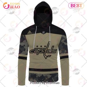 NHL Washington Capitals Camo Military Appreciation Team Authentic Custom Practice Jersey 3D Hoodie