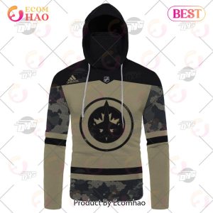 NHL Winnipeg Jets Camo Military Appreciation Team Authentic Custom Practice Jersey 3D Hoodie