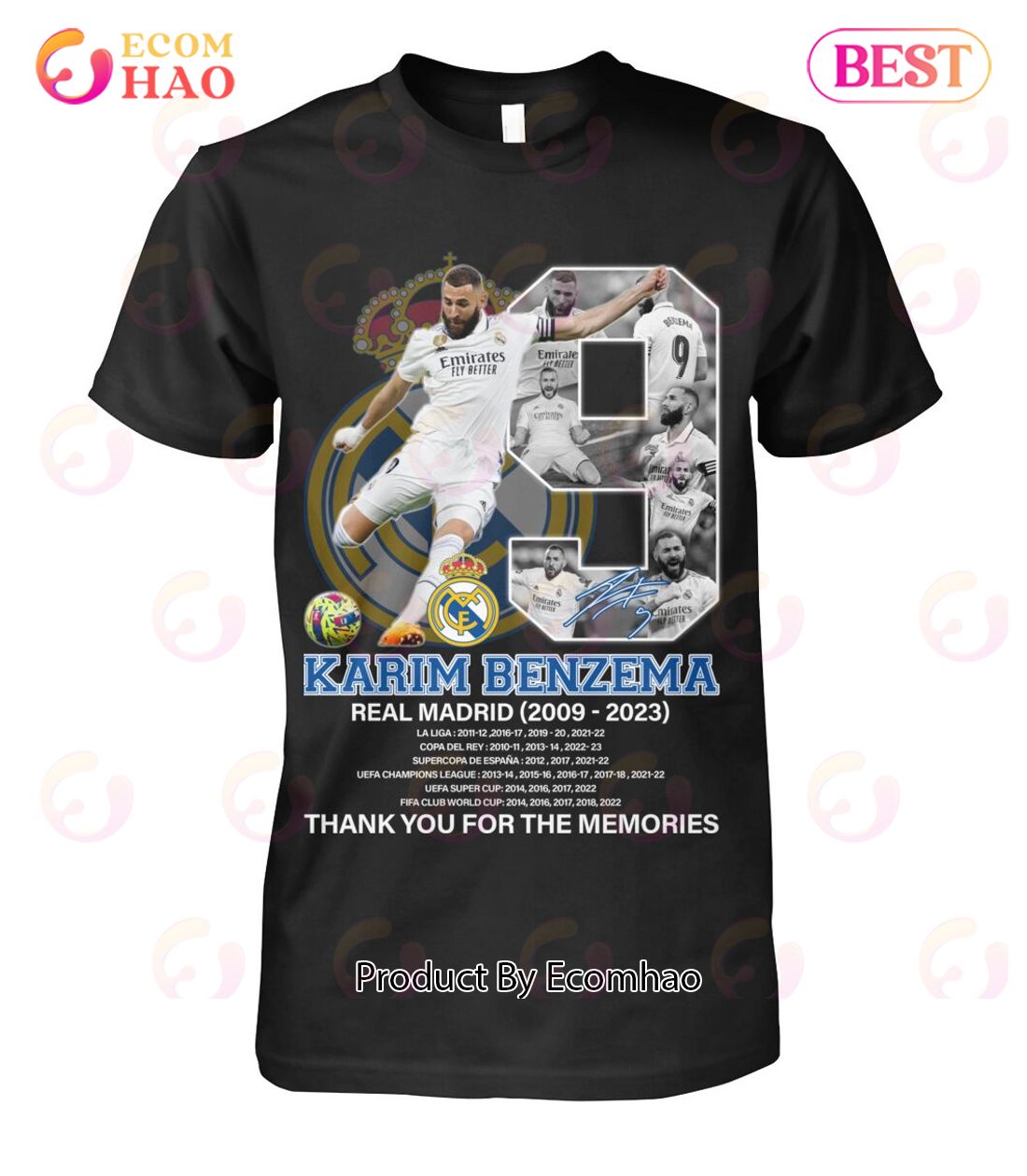 Karim Benzema Real Madrid 2009 – 2023 Thank You For The Memories T-Shirt