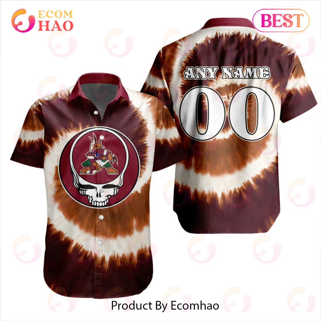 NHL Anaheim Ducks Special Grateful Dead Tie-Dye Design Button Shirt Polo Shirt