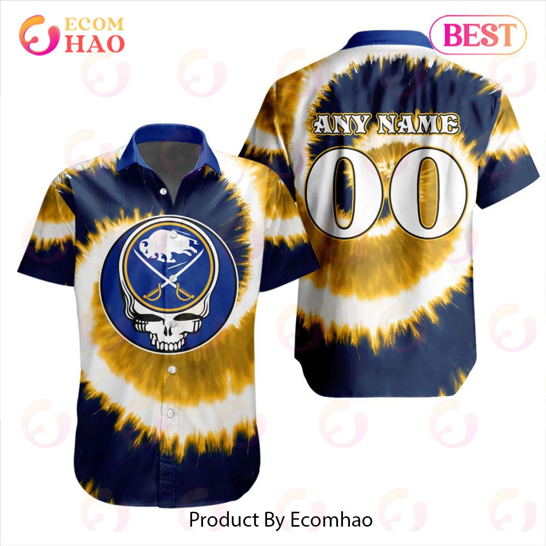 NHL Buffalo Sabres Special Grateful Dead Tie-Dye Design Button Shirt Polo Shirt