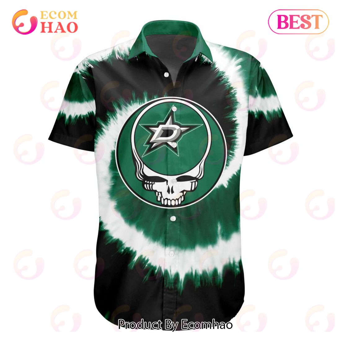 NHL Dallas Stars Special Grateful Dead Tie-Dye Design Button Shirt Polo Shirt