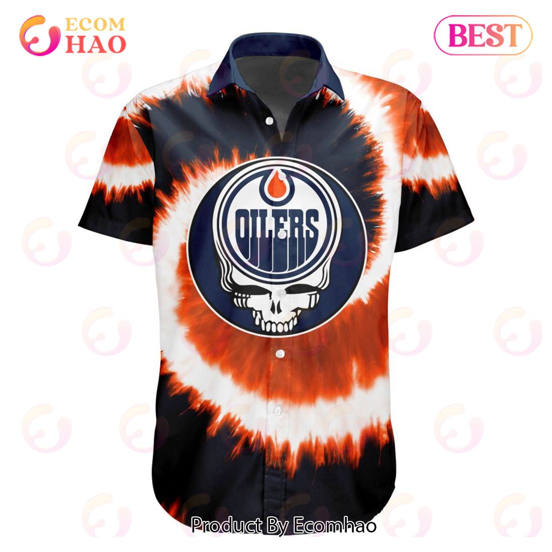 NHL Edmonton Oilers Special Grateful Dead Tie-Dye Design Button Shirt Polo Shirt