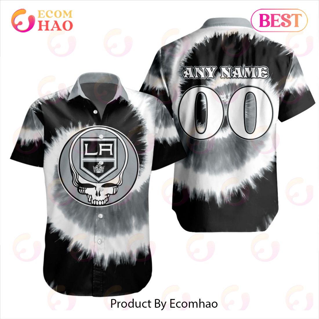 NHL Los Angeles Kings Special Grateful Dead Tie-Dye Design Button Shirt Polo Shirt