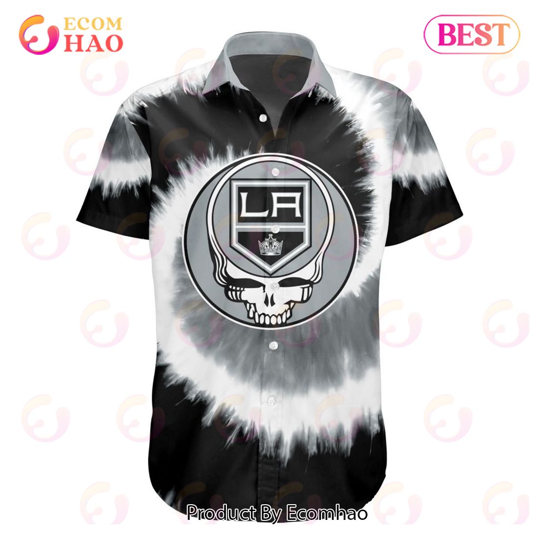 NHL Los Angeles Kings Special Grateful Dead Tie-Dye Design Button Shirt Polo Shirt