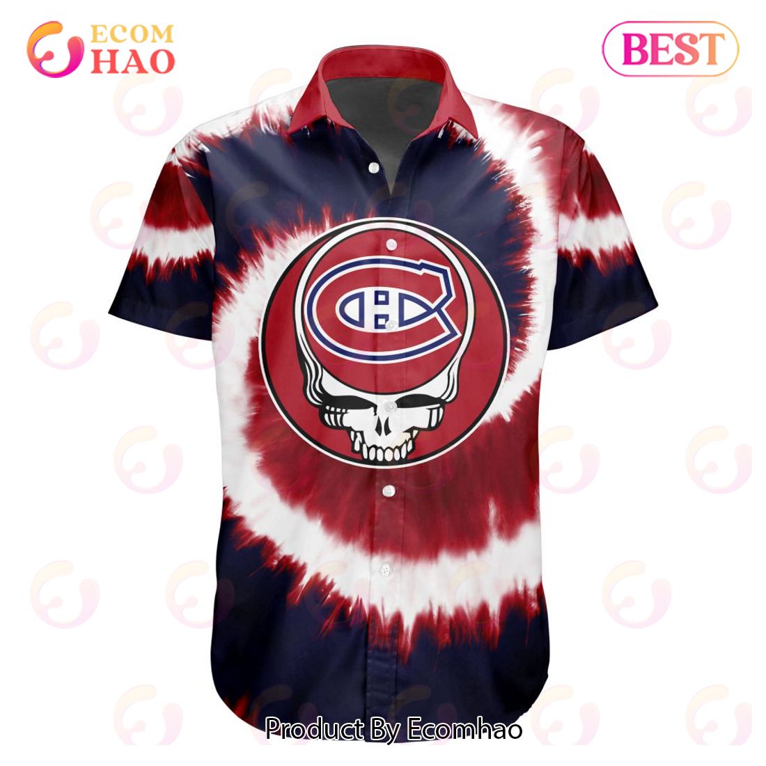 NHL Montreal Canadiens Special Grateful Dead Tie-Dye Design Button Shirt Polo Shirt