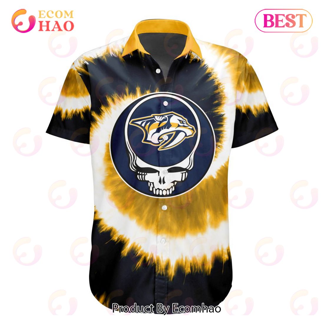 NHL Nashville Predators Special Grateful Dead Tie-Dye Design Button Shirt Polo Shirt