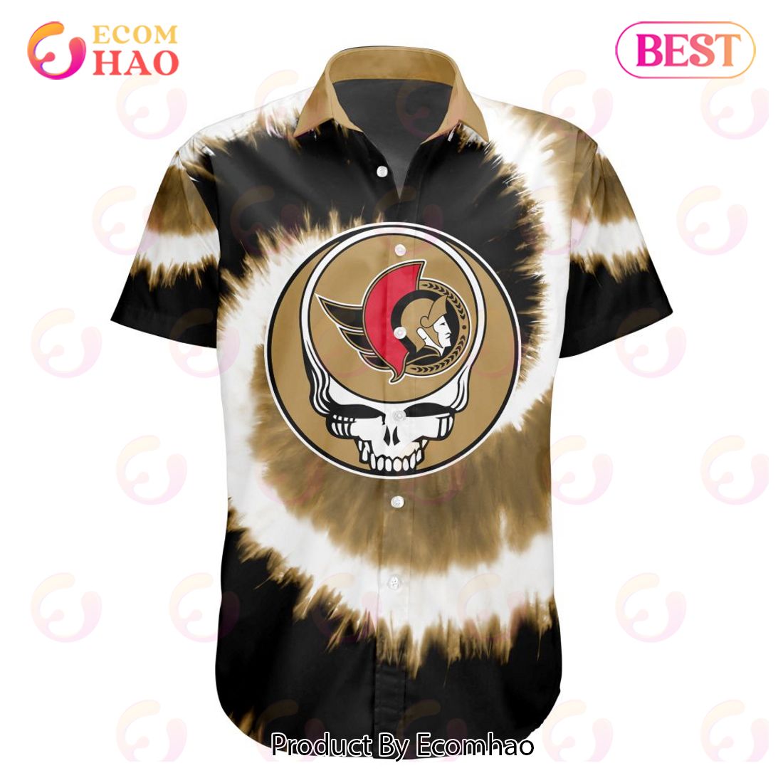 NHL Ottawa Senators Special Grateful Dead Tie-Dye Design Button Shirt Polo Shirt