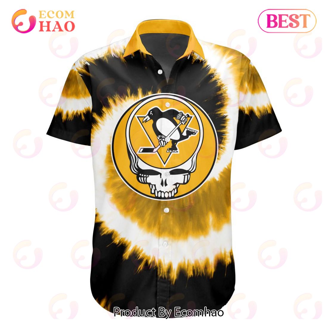 NHL Pittsburgh Penguins Special Grateful Dead Tie-Dye Design Button Shirt Polo Shirt