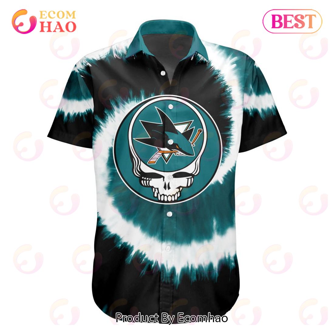 NHL San Jose Sharks Special Grateful Dead Tie-Dye Design Button Shirt Polo Shirt