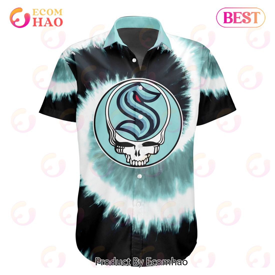 NHL Seattle Kraken Special Grateful Dead Tie-Dye Design Button Shirt Polo Shirt