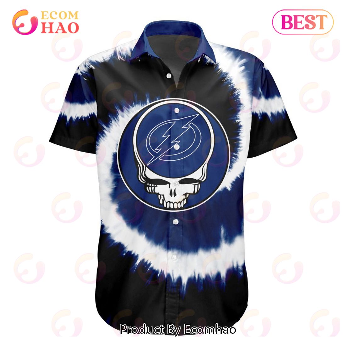 NHL Tampa Bay Lightning Special Grateful Dead Tie-Dye Design Button Shirt Polo Shirt