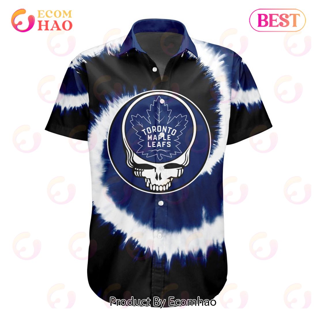 NHL Toronto Maple Leafs Special Grateful Dead Tie-Dye Design Button Shirt Polo Shirt