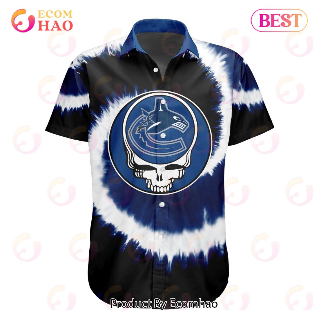 NHL Vancouver Canucks Special Grateful Dead Tie-Dye Design Button Shirt Polo Shirt