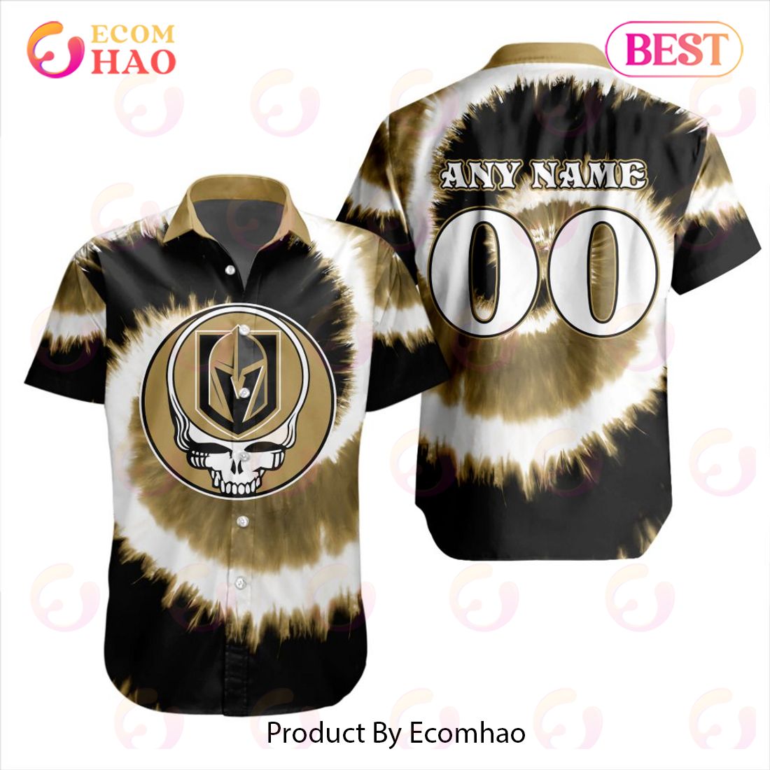 NHL Vegas Golden Knights Special Grateful Dead Tie-Dye Design Button Shirt Polo Shirt