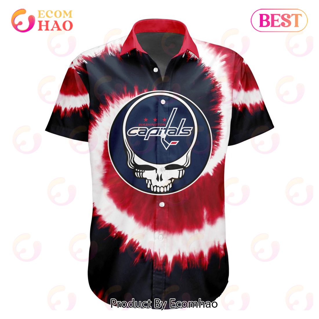 NHL Washington Capitals Special Grateful Dead Tie-Dye Design Button Shirt Polo Shirt